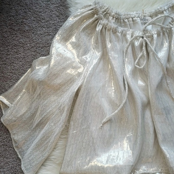 SOLD LoveShackFancy Metallic Off the Shoulder Top - Picture 3 of 7